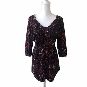 Marc by Marc Jacobs Black Printed Dress Sml Off the Shoulder Black Purple Pink